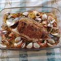 El cooksnap de Noemí cuando hizo Dorada al horno con langostinos y almejas.
