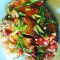 Cooksnap của Pi Ha khi họ làm theo món Cá Chim Trắng Hấp Tưới Dầu Hào 병어 굴소스 찜