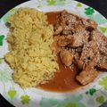 El cooksnap de Sabrina Chalon cuando hizo Pollo con salsa de soja, miel y sésamo con arroz y brócoli.
