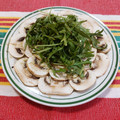 El cooksnap de LuzMa SG cuando hizo Carpaccio de champiñones, rúcula y parmesano.
