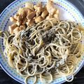El cooksnap de Yareth Montana cuando hizo Tallarines al pesto con crema.