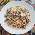 El cooksnap de Henar cuando hizo Espaguetis integrales con crema de champiñones.