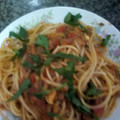 El cooksnap de Cony Serrano cuando hizo Espaguetis con ajo y sardinas.