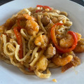 El cooksnap de Estrella Balbi cuando hizo Fettuccini con camarones y hongos shiitake.