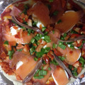 El cooksnap de tomatitos cuando hizo Pizza con salmón ahumado y gambas.