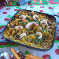 El cooksnap de aalbuixech cuando hizo Paella mixta (pollo, cerdo, conejo, verduras y mariscos).