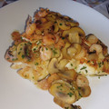 El cooksnap de David Azuara Sereno cuando hizo Bacalao con champiñón y langostinos al ajillo.