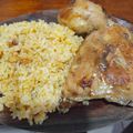El cooksnap de corina oviedo cuando hizo Pata muslo al Jerez con arroz integral y zanahoria.