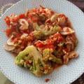 El cooksnap de Itziar cuando hizo Romanescu con jamón y champiñones.