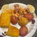 Elyse Rose's cooksnap of when they made Shrimp/Sausage Boil.