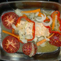 El cooksnap de Mark cuando hizo Salmón al horno con cebolla y tomate.