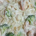 El cooksnap de Martha Dominguez cuando hizo Pasta Alfredo con Brócoli y Camarones.