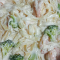 El cooksnap de Martha Dominguez cuando hizo Pasta Alfredo con Brócoli y Camarones.