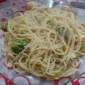 El cooksnap de Ayelen Gomez cuando hizo Fideos con pollo y brocoli.
