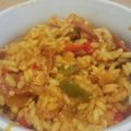 Vicki's cooksnap of when they made Chicken, chorizo and prawn paella.