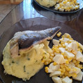 El cooksnap de Igsa Castillo cuando hizo Puré con cilantro y pollo con salsa de tomate.