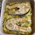 El cooksnap de Leo cuando hizo Salmón al horno con patatas y pimientos.
