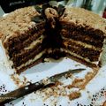 El cooksnap de Isabel Diaz Menares cuando hizo Torta húmeda (bizcocho húmedo de chocolate, rellena de manjar, ganache de chocolate y mazapán).