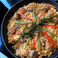 El cooksnap de Chie cuando hizo Paella de La Safor, (con albóndigas) hecha con leña...🔥.