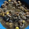 El cooksnap de Paola Villanueva cuando hizo Lentejas con arroz integral y chorizo.