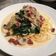 Miss J的德國小廚房 的 Spaghetti with White Sauce and Bacon Spinach Mushrooms-菠菜蘑菇培根義大利白醬麵❤!!! cooksnap