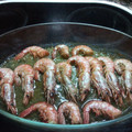 El cooksnap de Pilar cuando hizo Gambas al horno en salsa verde.