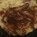 Gary Waite's cooksnap of when they made Bangers an Mash with Beef Gravy and fried Onions.