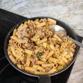 El cooksnap de Dextrogiro cuando hizo Pasta con gambas, setas y pesto rojo.