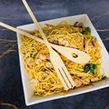 El cooksnap de mtferreiros cuando hizo Wok de verduras y camarones con sorpresa de espaguetis.