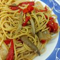 El cooksnap de Vanessa G cuando hizo Espaguetis con setas y pimientos rojos.