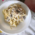 El cooksnap de Mery cuando hizo Salsa de parmesano, roquefort y setas para pasta.