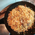 El cooksnap de Terelu Canet Talavera cuando hizo Espaguetis con setas y salsa de nata con soja texturizada.