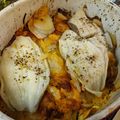 Ettie Eyre's cooksnap of when they made Dover Sole in the oven with hot and crispy onion and potato on the side.