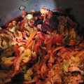 El cooksnap de Karem Lara Aguirre cuando hizo Coliflor y betabel asados con queso azul y nueces de Castilla.