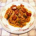 Cooksnap από 𝒳𝓇𝓊𝓈𝑜𝓊𝓁𝒶 𝒦𝑜𝓃𝓉𝑜𝓅𝑜𝓊𝓁𝑜𝓊 στη συνταγή Σπαγγέτι με λουκάνικα χωριάτικα σε κόκκινη σάλτσα