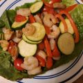 hbogner15's cooksnap of when they made Shrimp zucchini on a bed of romaine lettuce.
