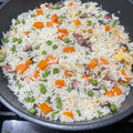 El cooksnap de Rodin cuando hizo Arroz tres delicias.