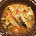 El cooksnap de Jonny Montaño cuando hizo Guiso de garbanzos con salmón.