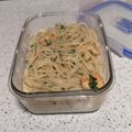 El cooksnap de Magalia cuando hizo Pasta Tagliatelle en salsa Alfredo con gambas.