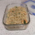 El cooksnap de Magalia cuando hizo Pasta Tagliatelle en salsa Alfredo con gambas.