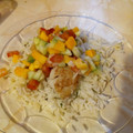 El cooksnap de Amalia Guealm cuando hizo Filete de Tilapia en cama de arroz al cilantro y pico de gallo+mango&pepino.