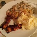 Kelsey's cooksnap of when they made Honey chicken wrapped in bacon.