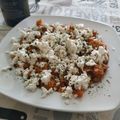 El cooksnap de Isaac Pinto cuando hizo Strapatsada —Revuelto griego de huevo y tomate—.