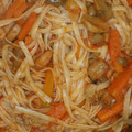 El cooksnap de Pamela Gonzalez cuando hizo Espaguetis con setas gambas y zanahoria.