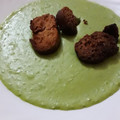 El cooksnap de Annabella Martín Corona cuando hizo Crema de guisantes.