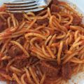 El cooksnap de Cora cuando hizo Espaguetis 5 quesos.
