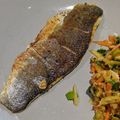 Malou Herkes's cooksnap of when they made Pan fried sea-bass with spicy nam pla prik dipping sauce.