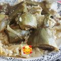 El cooksnap de Rosa Oscuro cuando hizo Arroz con alcachofas y cebolla.