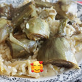 El cooksnap de Rosa Oscuro cuando hizo Arroz con alcachofas y cebolla.