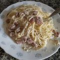El cooksnap de soulmatepayne cuando hizo Espaguettis con salchichas y nata al Grana Padano.